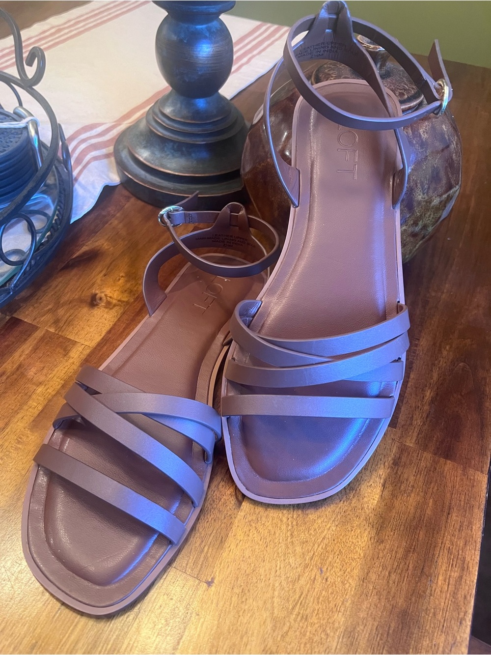 Loft  Women's Strappy Ankle-Wrap Sandals in Brown